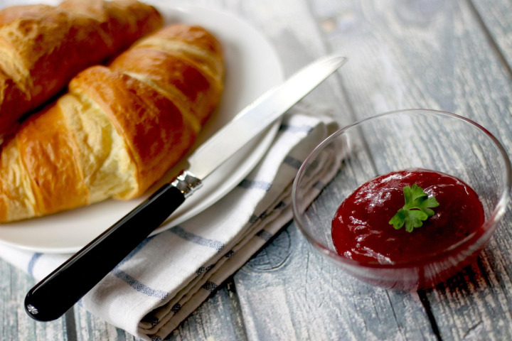 breakfast croissants with jam